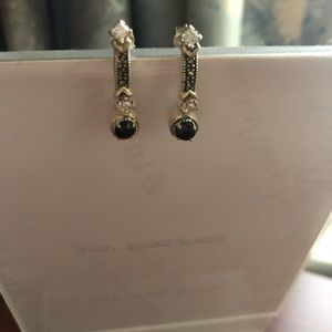 Black onyx, diamond, marcasite, silver set